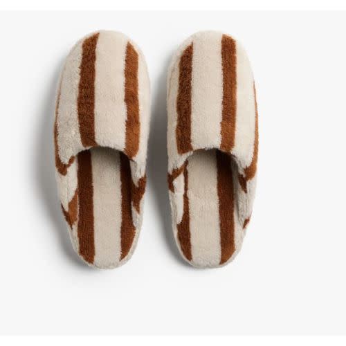 Terry Stripe Slippers (Bone and Tobacco) – Parachute Home