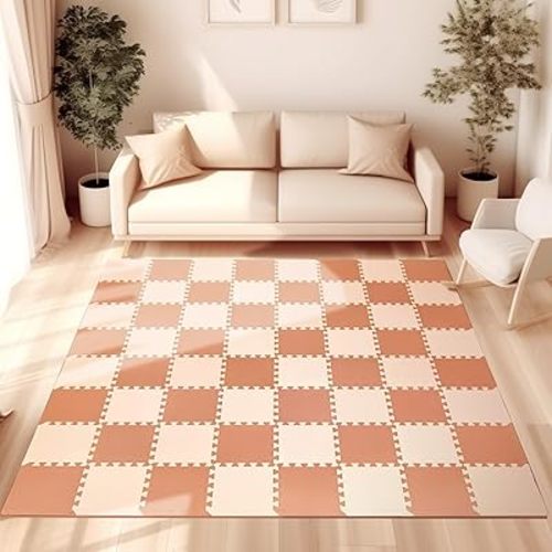 TCBunny Kids Soft EVA Foam Jigsaw Puzzle Play Mat, 18 Interlocking Tiles and Edges Baby Play Mat, for Kids Gym, Nursery, Playroom, Pet Mat, Total Floor Coverage 16 Sq Ft