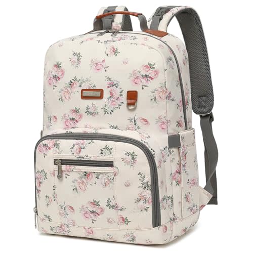 BILLITON MASHI Diaper Bag Backpack, Large Baby Nappy Bags with Portable Changing Pad for Boys and GirlsMultifunction Travel Baby Bag for Moms Dads, Shower Gifts Waterproof and Stylish,Flower Beige