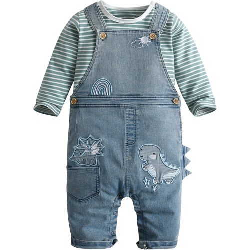 Cute Baby Boy Clothes Suit Toddler Boys' Striped long Sleeve T-Shirt+Denim Overalls Jumpsuit Pants Outfits Sets