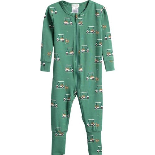 Golf Carts on Spruce Fitted Stretch Organic Cotton Blend Convertible Footie Pajamas, 6M
