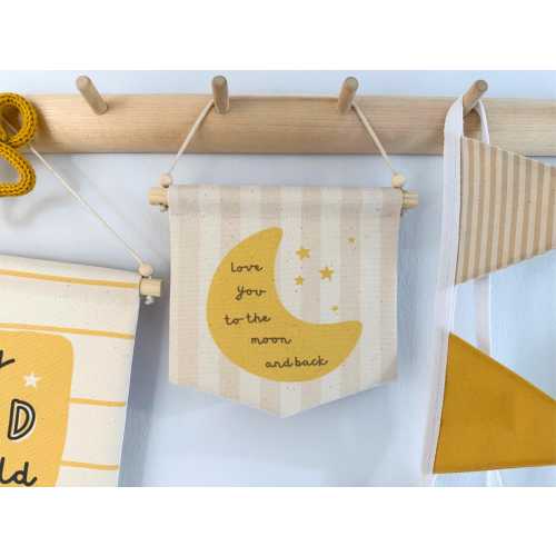 Mini Banner | Love You To The Moon And Back | Premium Quality Organic Cotton | Nursery Wall Art | Newborn Gift | Handmade