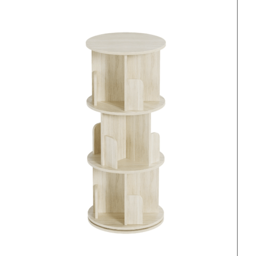 Advwin 3 Tiers Bookshelf Rotating Corner Bookcase Cabinet Revolving Display Stand Rack Oak