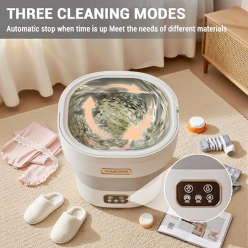 12L Portable Washing Machine, Foldable Mini Washer with with 4 Modes and Spin Basket Deep Cleaning Gray