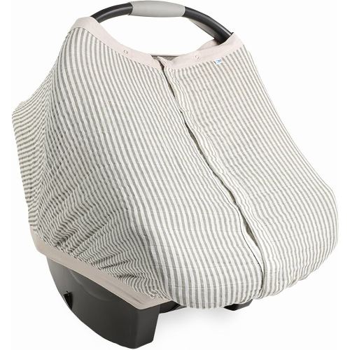 Little Unicorn Breathable Car Seat Canopy | Magnetic Closure Cover & Universal Fit | Protection & Privacy for Baby (Grey Stripe)