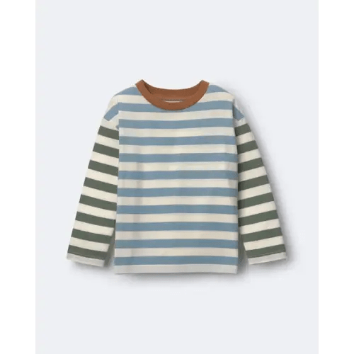 Toddler Long-Sleeve Relaxed Tee in Stripes - Blue/Olive - Otter Avenue | Carter's