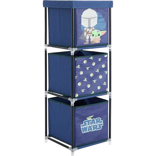 Idea Nuova Star Wars Grogu aka The Child 3 Tier Fabric Storage Organizer with 3 Cubes and Removable Lid