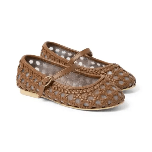 Girl Medium Brown Woven Ballet Flat by Janie and Jack