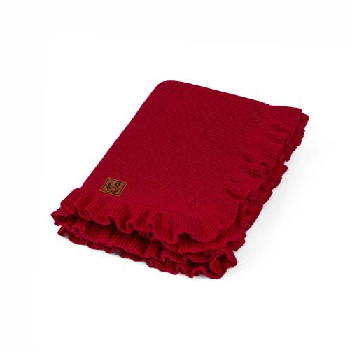 SwaddleAN Ruffled Edge Knit Baby Blanket in Red Xmas
