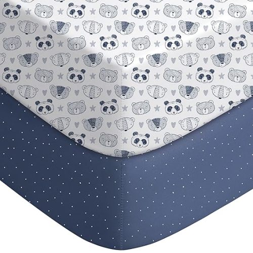 Yoofoss Baby Crib Sheets for Boys Girls, Fitted Crib Sheet 2 Pack for Standard Crib and Toddler Mattress, Super Soft Microfiber Baby Sheet