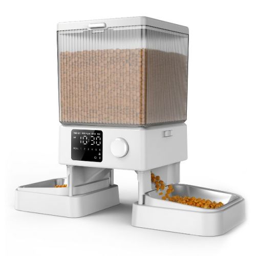 Oneisall PFD-002 Automatic Dog and Cat Feeder: 5L, Timed Dispenser for 2 Cats, Dual Bowls, Pet Dry Food Dispenser (Spring Sale)