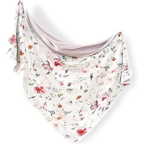 GRSSDER Baby Blankets Super Soft Jersey Knit Swaddle Blanket for Baby Girls and Boys, Double Layer Receiving Blankets 34 x 44 Inches Extra Large for Baby, Flowers and Insects