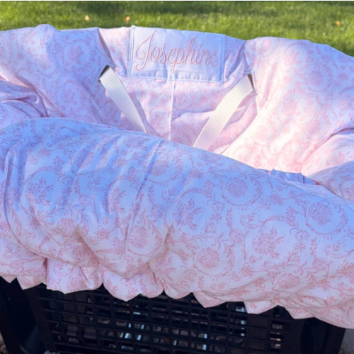 Embroidered Pink Shopping Cart Cover