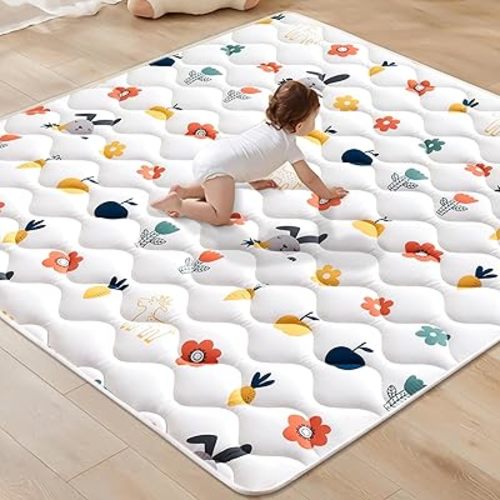 Odorless Premium Foam Baby Play Mat, Soft Microfiber Fabric Crawling Mat for Floor- Comfortable and Hypoallergenic, Non-Slip Cushioned Floor Playpen mat for Infants,Babies,Toddlers