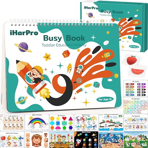 Montessori Busy Book for Toddlers Ages 3-6 | Preassembled Sensory Toy for Autism & Fine Motor Skills | Preschool Learning Activities Binder | Homeschool Supplies | Gift for 3+ Year Old Boys Girls