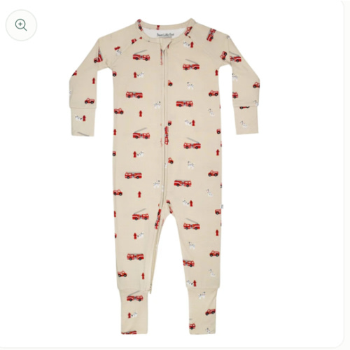 Firetrucks Zip Romper