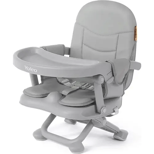 YOLEO Baby High Chair Booster Seat for Dining Table, Adjustable Height Travel Foldable High Chairs with Tray