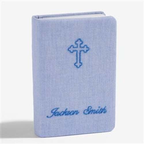 Personalized Micro Striped Cotton Children's Bible - Blue