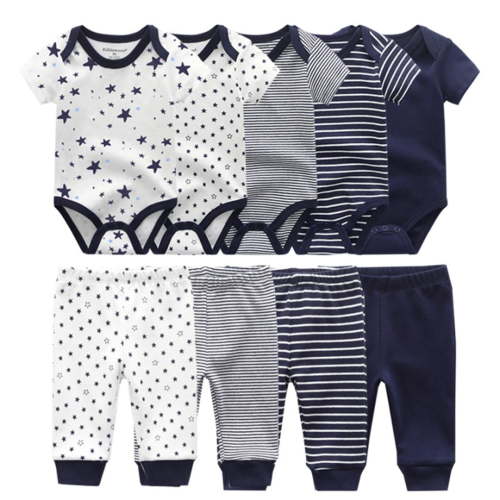 Falianni Baby Boy Girl Cotton Short Sleeve Bodysuit and Pants Gift Set, 9-Piece, Size:0-12M