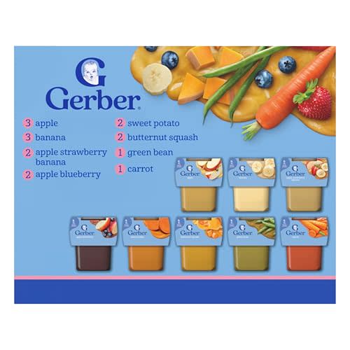 Gerber Stage 2 Fruit and Veggie Favorites Baby Food, 4 Oz, 32 Pack | Stage 2 fruit and veggie puree variety pack; 32 x 4 oz tubs