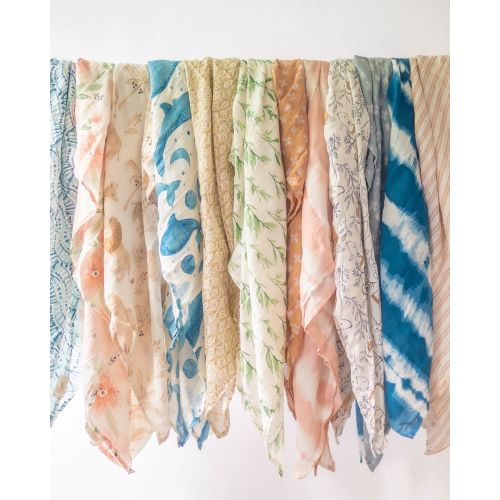 Caspian 2-pc. Blue Swaddle Blankets | Crane Baby