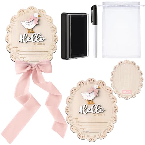 Threehoney Baby Announcement Sign for Hospital,Goose,Pink Bow