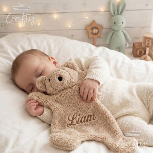 Embroidered Teddy Bear Lovey | Personalized Baby Security Comforter, Soft Plush Newborn Gift - Etsy