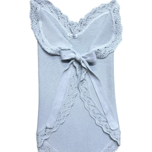 Lace Trimmed Newborn Swaddle - Blue