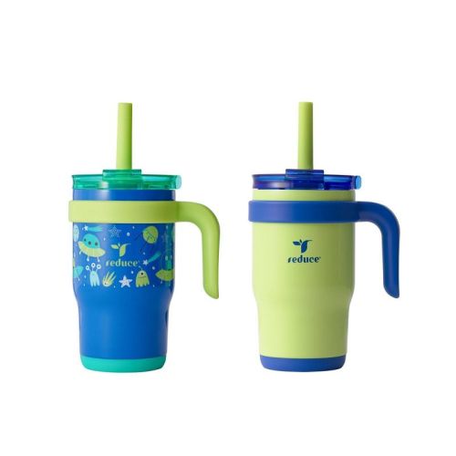 Reduce 14oz 2pk Coldee Kids Mugs with Spill-Proof Straw