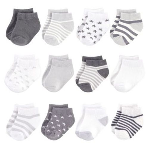 Touched by Nature Baby Organic Cotton Socks, Cream Charcoal Stars, 0-6 Months