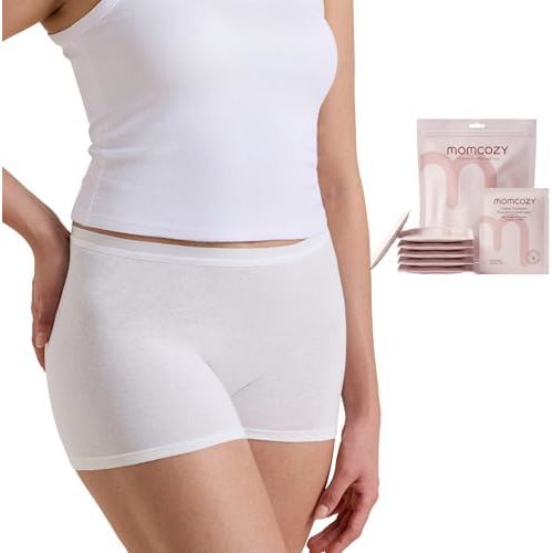 Momcozy 7 Pcs 100% Cotton Postpartum Underwear for Women, Breathable Mid-High Waist Disposable Underwear with Wide Gusset