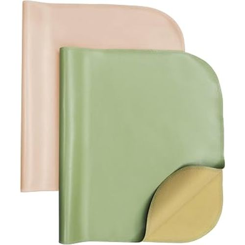 Elantrip Changing Pad for Bed - Leather Changing Pad for Baby, Portable Baby Changing Mat Travel, Compact Diaper Change Mat, Fits Diaper Bag Green and Beige