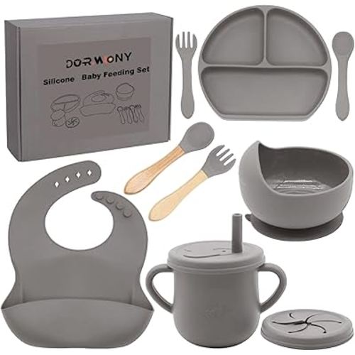 100% Silicone baby feeding set (Light Brown)