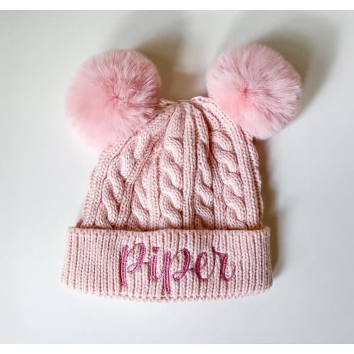 Monogrammed Baby Beanie: Personalized Pom Pom Knit Winter Hat