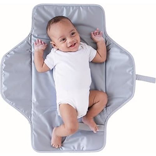 Lily Miles Baby Changing Pad Portable, Diaper Changing Mat with Magnetic Latches, Travel Pad for Diaper Bag, Baby Essentials, Wipeable & Waterproof Mat (Heather Gray, Large)
