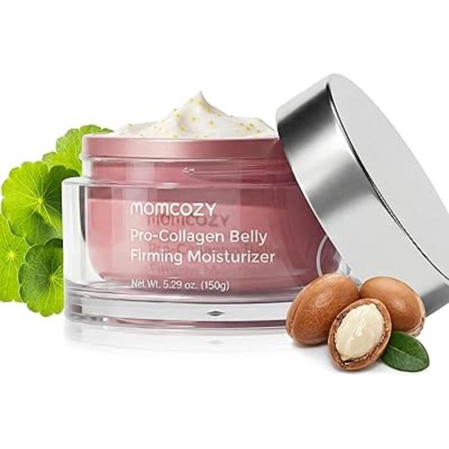 Momcozy Stretch Mark Cream for Pregnancy & Postpartum, Pro-Collagen Belly Firming Moisturizer, Facial-Grade Peptides & Oil-in-Cream, 5.29 oz (150g)