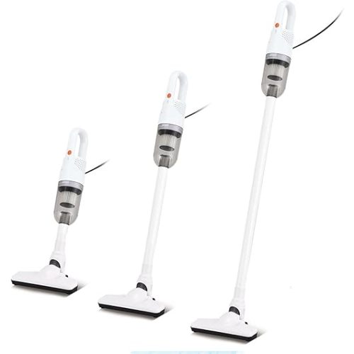 Handheld Vacuum Cleaner,Ultra-Lightweight Mini Portable Vacuums for Home, 6 in 1 Stick Vac Cleaners for Car,Pet Hair(White Corded)