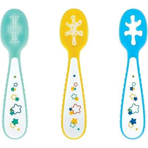Nuby Baby's First Spoons Set - (3-Pack) Feeding Utensils for Babies - 6+ Months - Stars