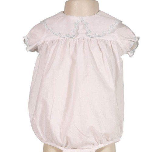 White Embroidered Peter Pan Collar Bubble