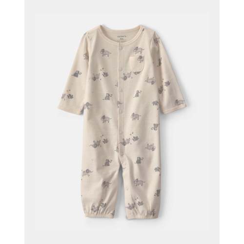 Baby Elephant 100% Cotton Converter Gown - Cream