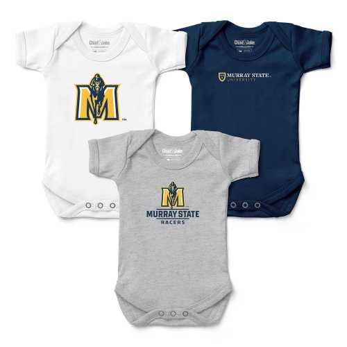 3-Pack Murray State Racers Baby Bodysuits - Navy & Gold Infant Apparel Set - Newborn Gift Bundle