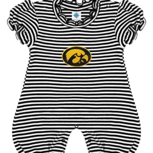 Iowa Hawkeyes BLACK Baby Stripe Puff Romper - 520506224