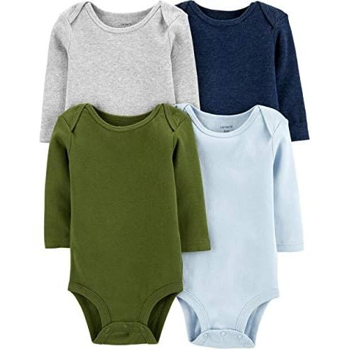 Carter's Baby Boys 4-Pack Long-Sleeve Original Bodysuits Solids