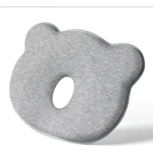 Memory Foam Baby Head Support Pillow for Newborn - 100% Cotton, Portable & Machine-Washable Baby Head Pillow to Prevent Flat Head,Grey