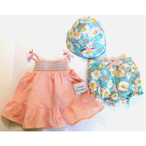 Catherine Malandrino Baby Girl Outfit Hat Top Shorts 3-6M 12M 18M 24M NEW
