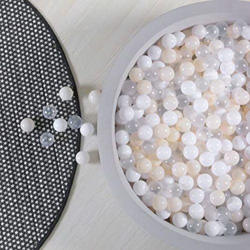 GOGOSO Ball Pit Balls Plastic Playballs for Baby Toddlers Kids Boys Girls Playhouse Decor Play Pool Fun Phthalate-Free BPA-Free Bath Toy White Beige Transparent,100 Balls