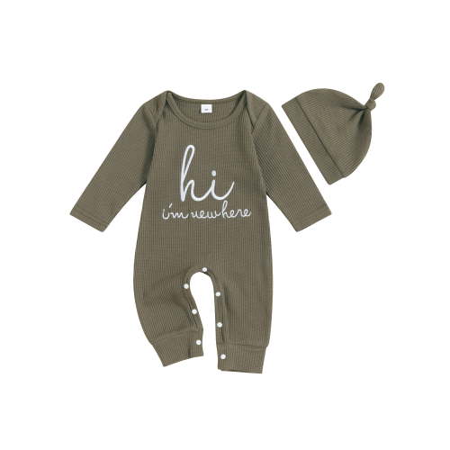 Bagilaanoe Newborn Baby Boy Fall Pajamas Letter Long Sleeve Jumpsuits Beanies Hat 3M 6M 12M Infant One Piece Rompers