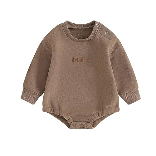 VISGOGO Newborn Infant Baby Boy Oversized Romper Sweater Bodysuits Coming Home Outfit Neutral Clothes