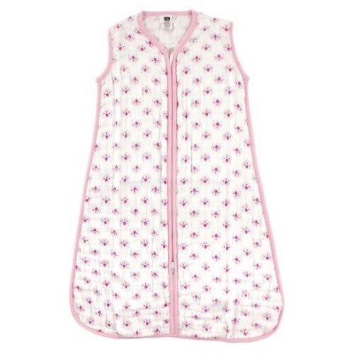 Hudson Baby Infant Girls Muslin Cotton Sleeveless Wearable Sleeping Bag, Sack, Blanket, Flower, 0-6 Months