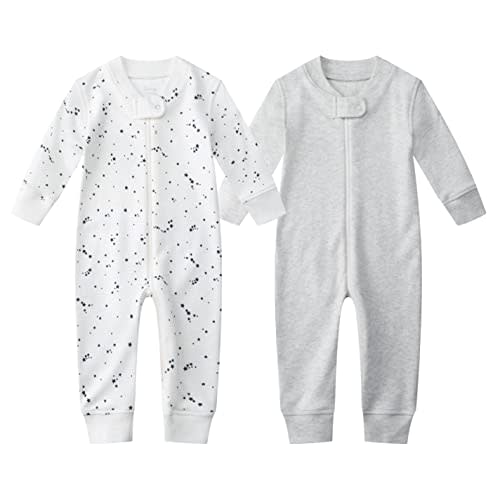 Owlivia Organic Cotton Baby Boy Girl Zip up Sleep 'N Play Pjs, Footless, Long Sleeve